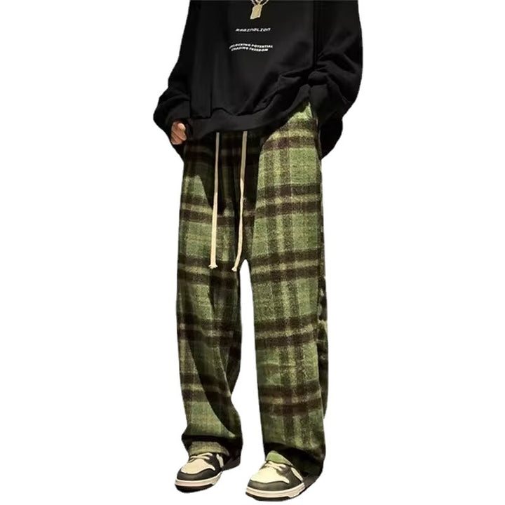 Damen Weite Karohose mit bequemer Passform und elastischem Bund Drune