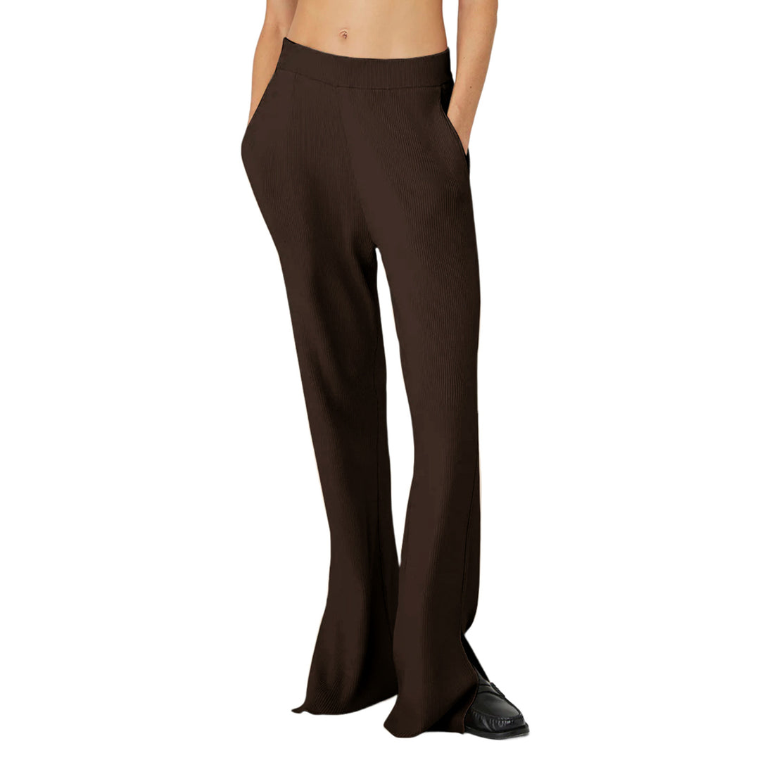 Damen nan weite Loungehose mit elastischem Bund, Eingrifftaschen und seitlichem Saumschlitz Drune