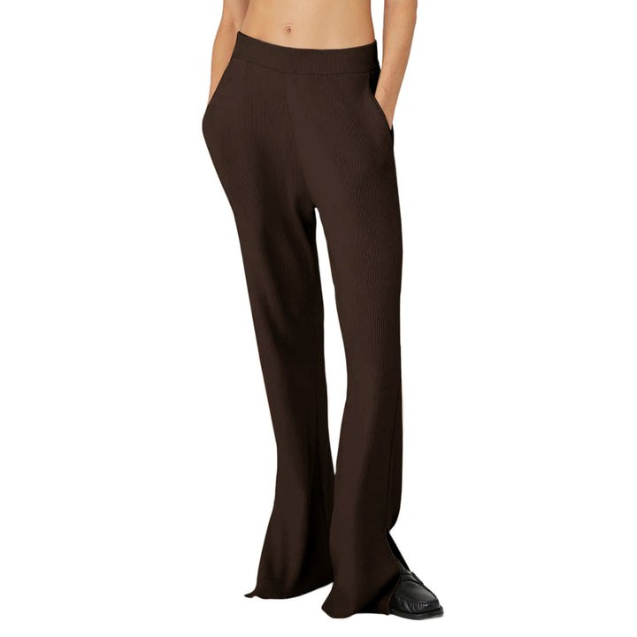 Damen nan weite Loungehose mit elastischem Bund, Eingrifftaschen und seitlichem Saumschlitz Drune