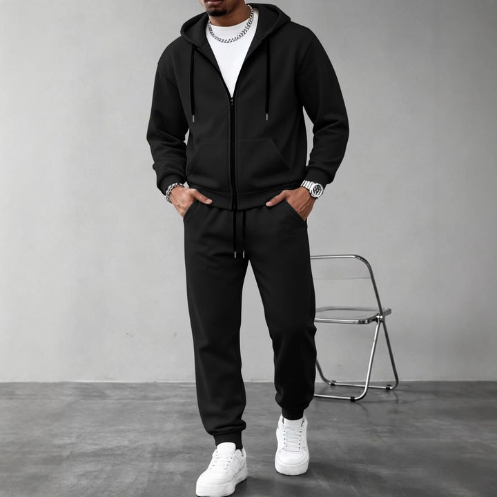 Herren nan zweiteiliges Jogginganzug-Set mit durchgehendem Reißverschluss Kapuzenjacke und taillierter Jogginghose Drune