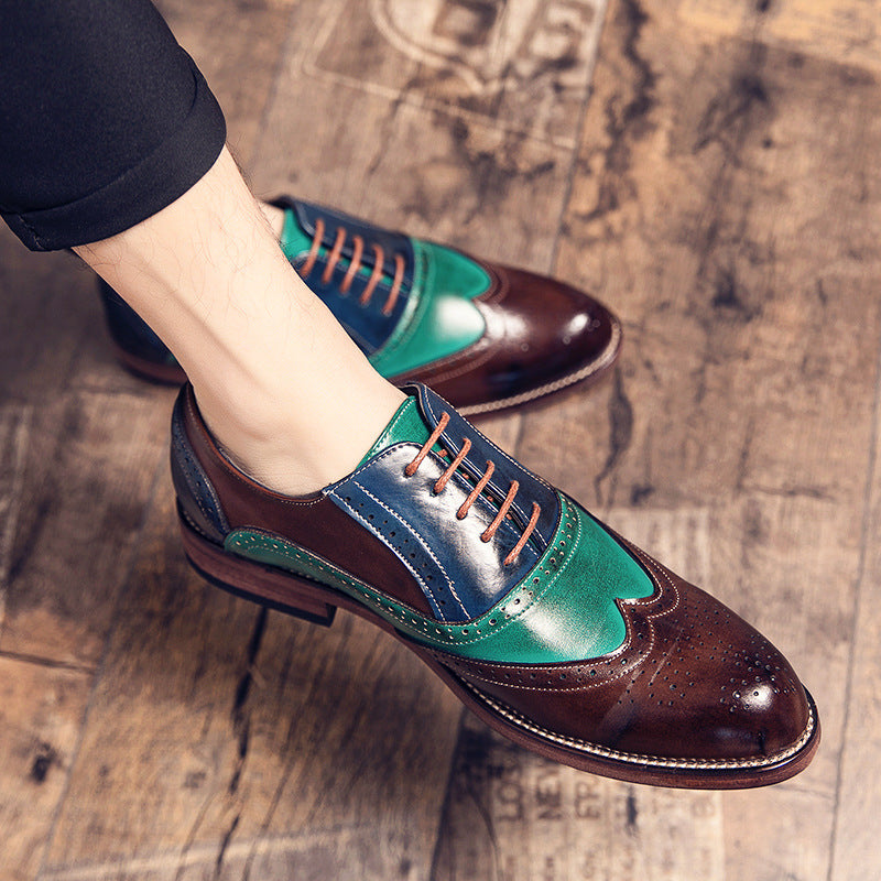 Herren handgefertigte Brogue-Lederschuhe mit mehrfarbiger Patina und perforierten Details Drune