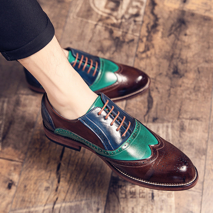 Herren handgefertigte Brogue-Lederschuhe mit mehrfarbiger Patina und perforierten Details Drune
