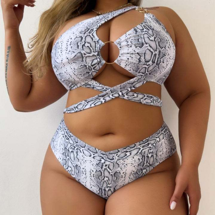 Damen Asymmetrisches Cut-Out Bikini-Set Drune