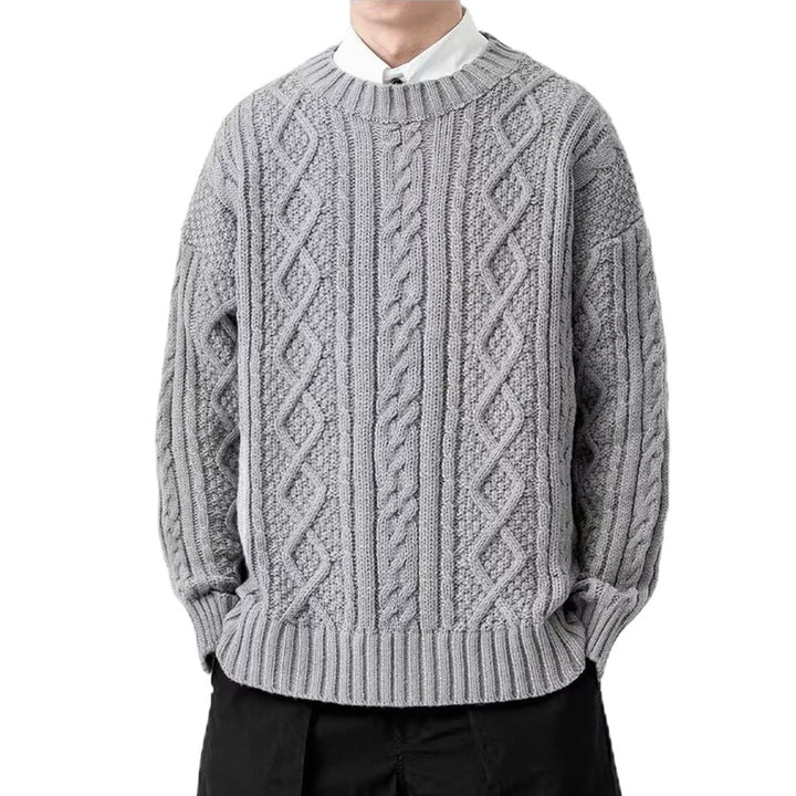 Herren Grobstrickpullover mit Zopfmuster Drune