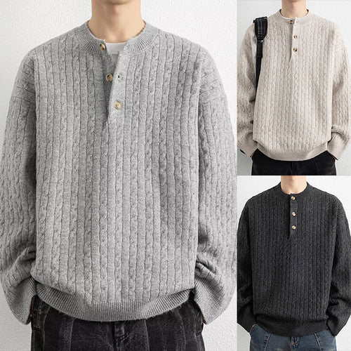 Herren Grobstrickpullover mit Knopfleiste Drune 1787964769