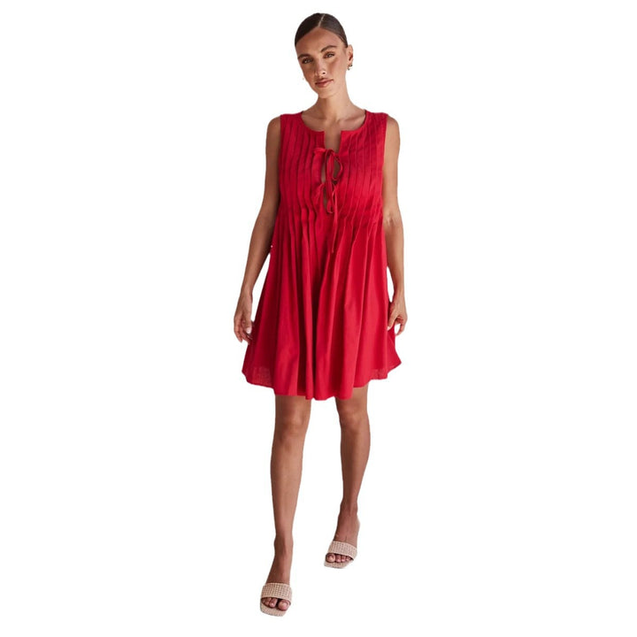 Damen A-Linien Kleid mit verspieltem Knoten und raffinierten Falten Drune