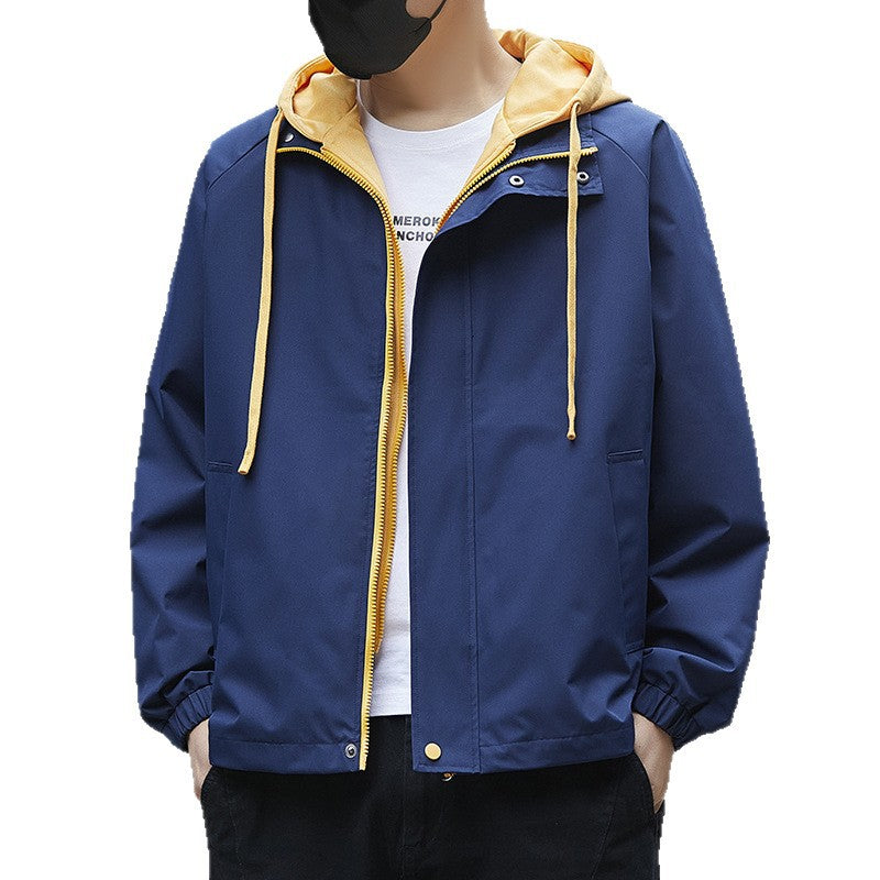 Herren Leichte Regenjacke mit verstellbarem Kapuzenkragen Drune