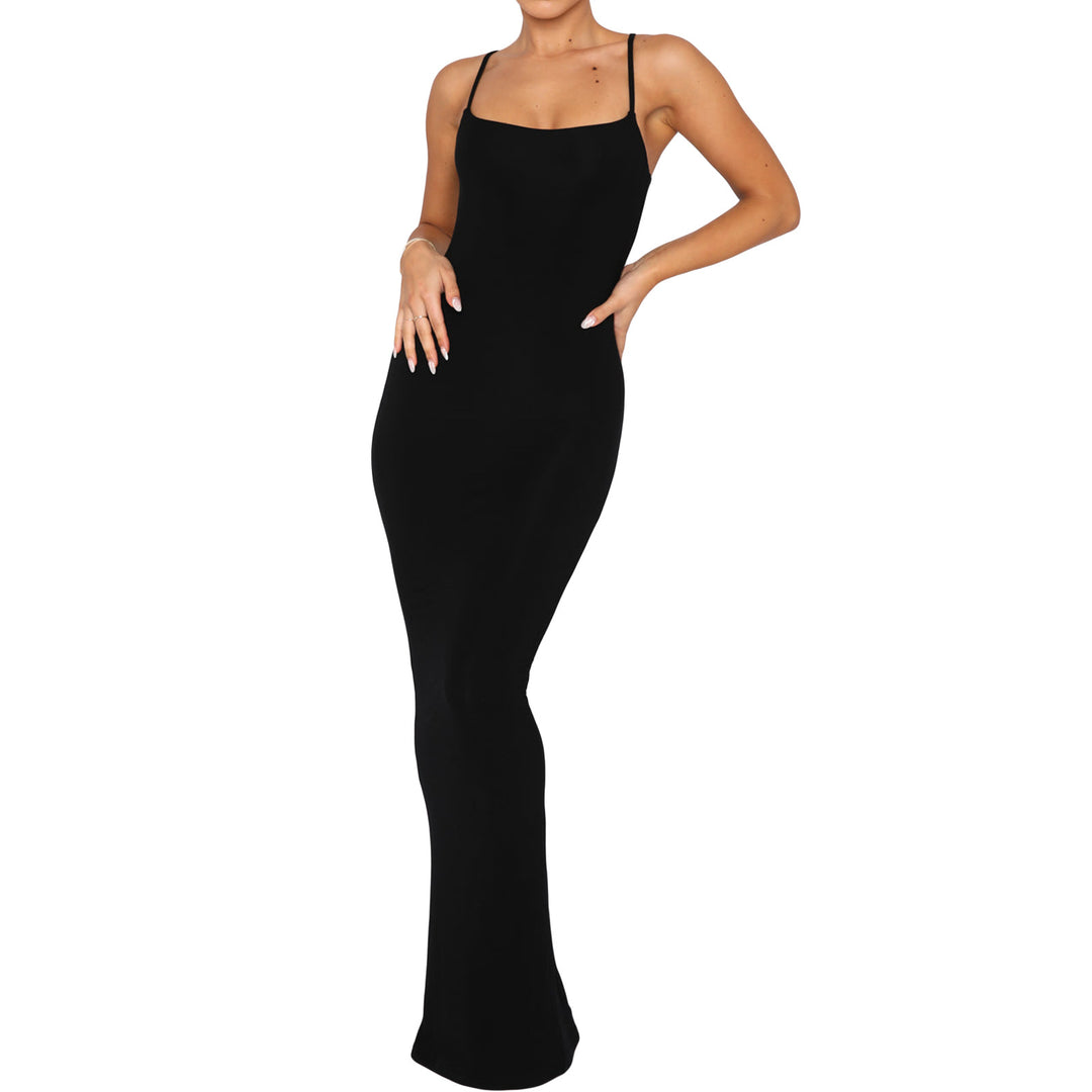 Damen figurbetontes Maxikleid mit dünnen Trägern und elegantem Schnitt Drune