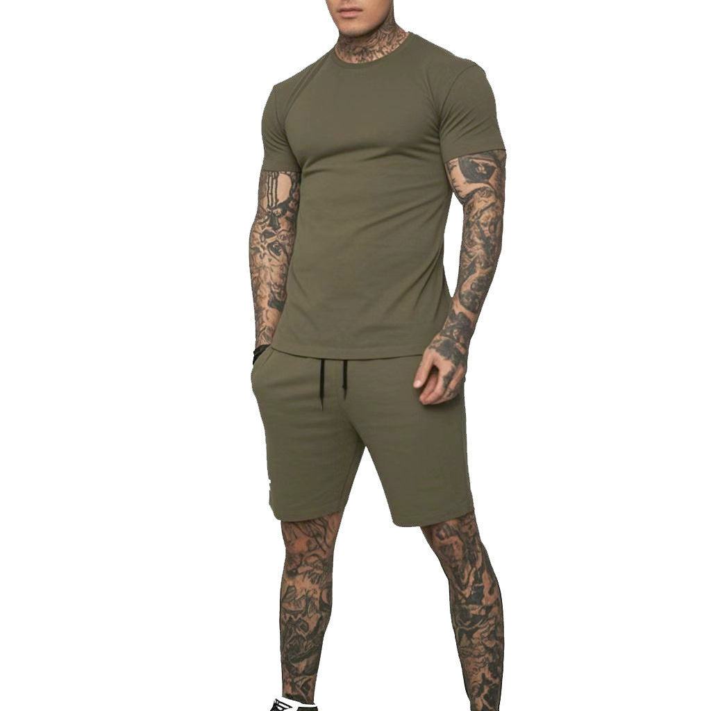 Herren Sportliches Kurzarm- und Shorts-Set mit kontrastierenden Details Drune