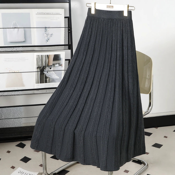 Damen Plissierter Maxirock mit grafischem Zopfmuster Drune