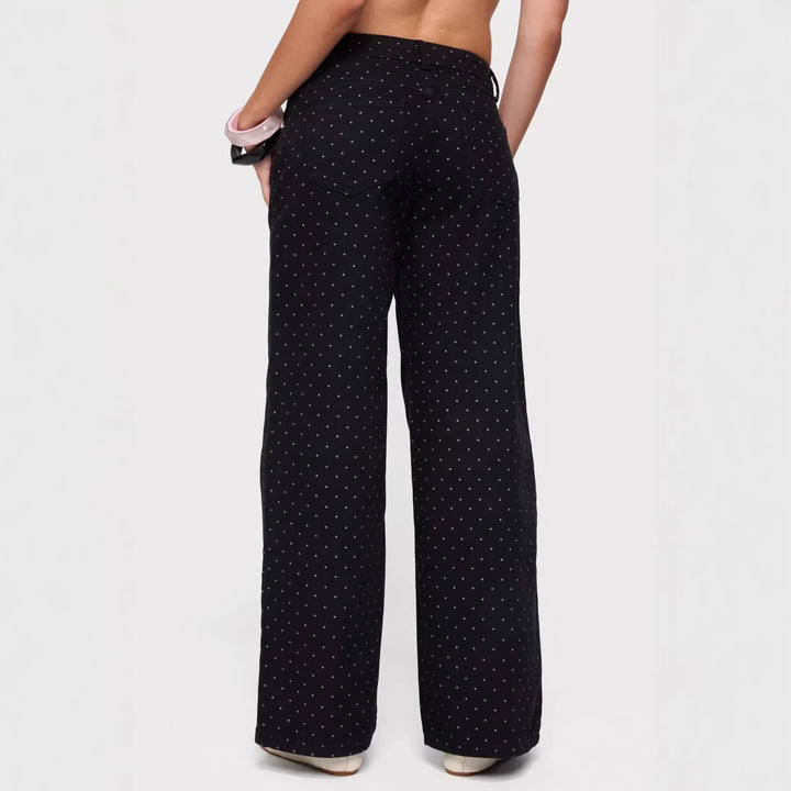 Damen weite Denim-Jeans mit Polka-Dots Drune
