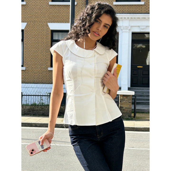 Damen Blusenshirt mit elegantem Kragen und tailliertem Schnitt Drune
