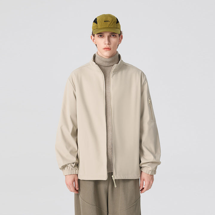 Unisex Leichte Softshell-Jacke mit Stehkragen, durchgehendem Reißverschluss und Ärmeltasche Drune
