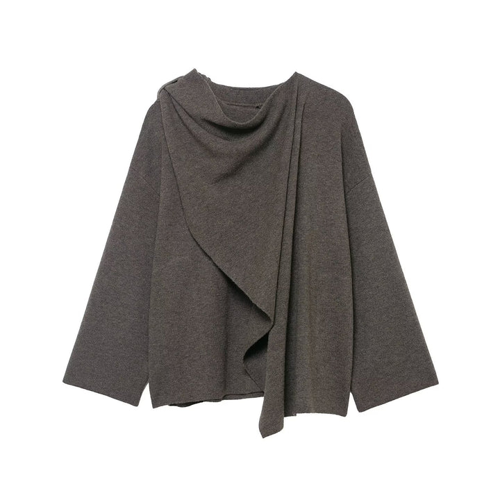 Damen Drapierter Oversize-Cardigan mit Kapuzenkragen und weitem Ärmel Drune