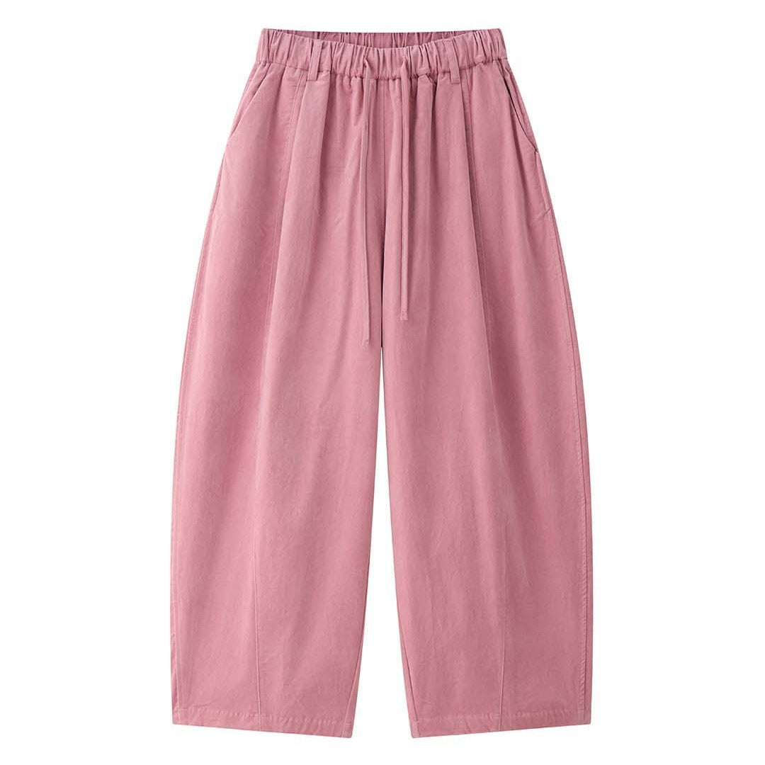 Damen Weite Culotte-Stil-Hose mit elastischem Tunnelzugbund aus Baumwollmix Drune