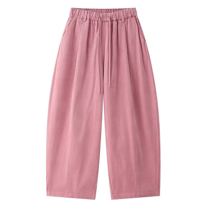 Damen Weite Culotte-Stil-Hose mit elastischem Tunnelzugbund aus Baumwollmix Drune