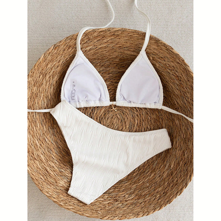Damen Triangel-Bikini mit strukturierter Oberfläche und verstellbaren Trägern Drune
