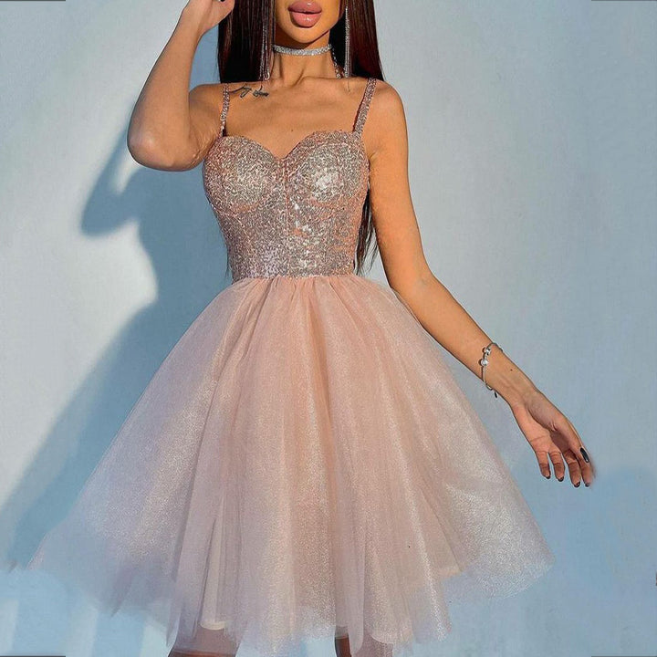 Damen Cocktailkleid mitglitzerndem Oberteil und voluminösem Tüllrock Drune