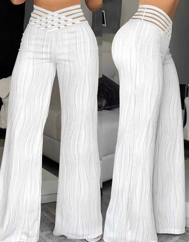 Damen Elegante Weitbeinige Stoffhose mit hochtailliertem Design Drune