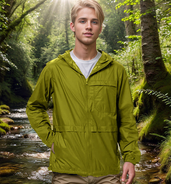 Herren leichte und atmungsaktive Outdoor-Jacke mit Kapuze Drune