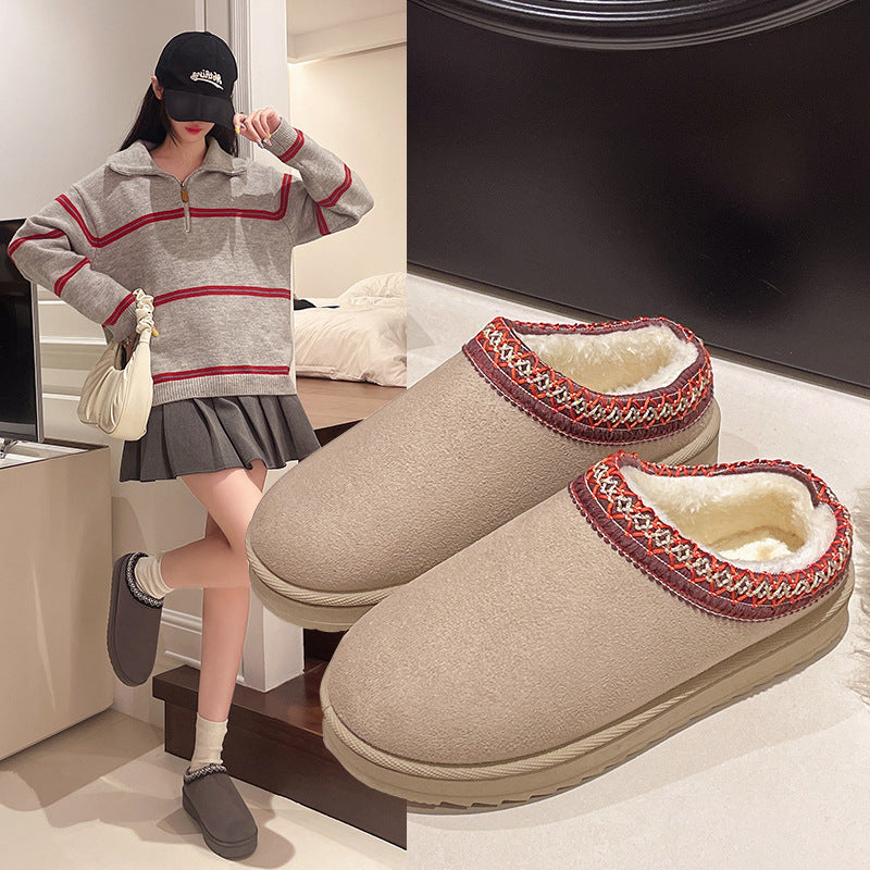 Damen Gefütterte Slipper‑Mules mit Teddyfutter und geflochtenem Saum Drune
