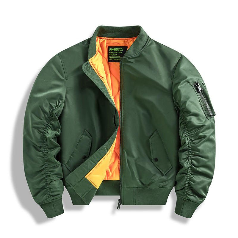 Herren  isolierte Flugjacke im Bomber-Stil mit kontrastierendem, gefüttertem Innenfutter und Ärmel-Reißverschluss-Nutzungsfach Drune