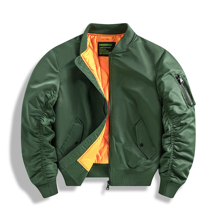 Herren  isolierte Flugjacke im Bomber-Stil mit kontrastierendem, gefüttertem Innenfutter und Ärmel-Reißverschluss-Nutzungsfach Drune