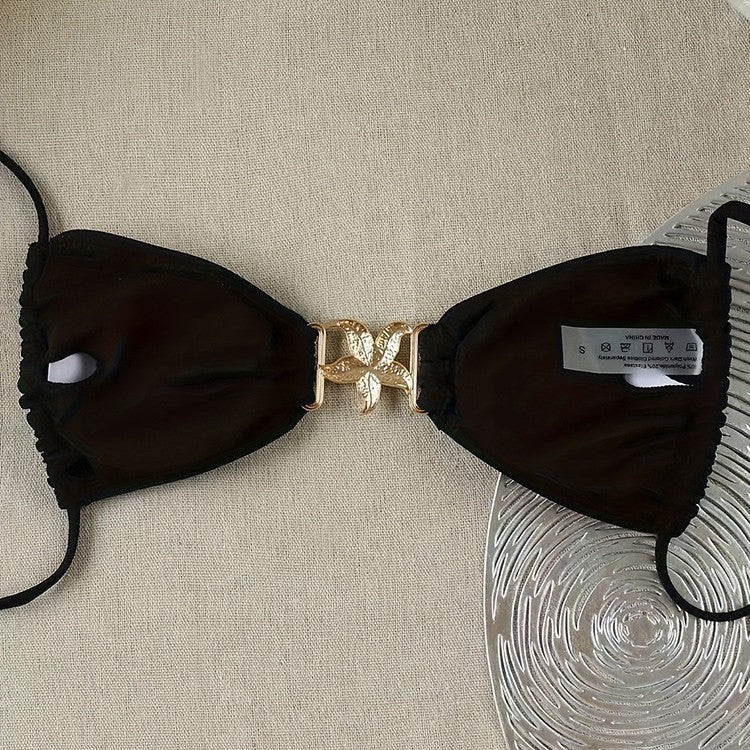 Damen Triangel-Bikini-Oberteil mit elegantem Schmuckdetail Drune