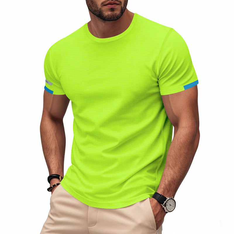 Herren nan athletisches Kurzarm Baumwolljersey T-Shirt mit Rundhalsausschnitt und reflektierenden Ärmeldetails Drune