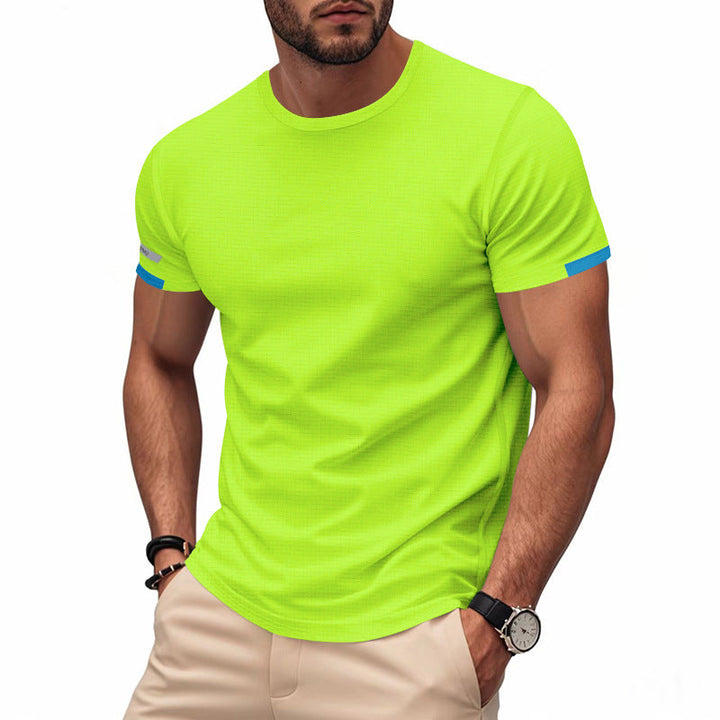 Herren nan athletisches Kurzarm Baumwolljersey T-Shirt mit Rundhalsausschnitt und reflektierenden Ärmeldetails Drune