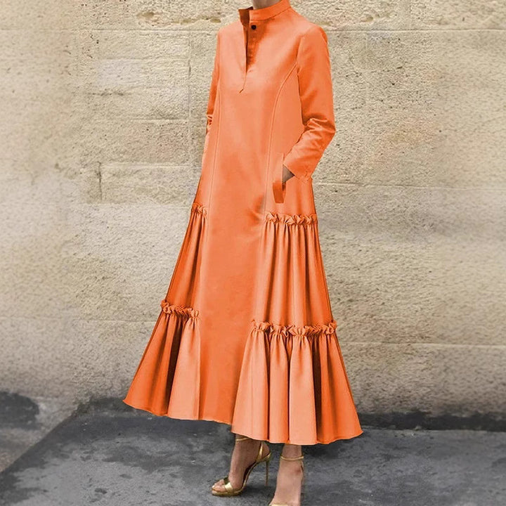 Damen Elegantes Maxikleid mit Rüschensaum Drune