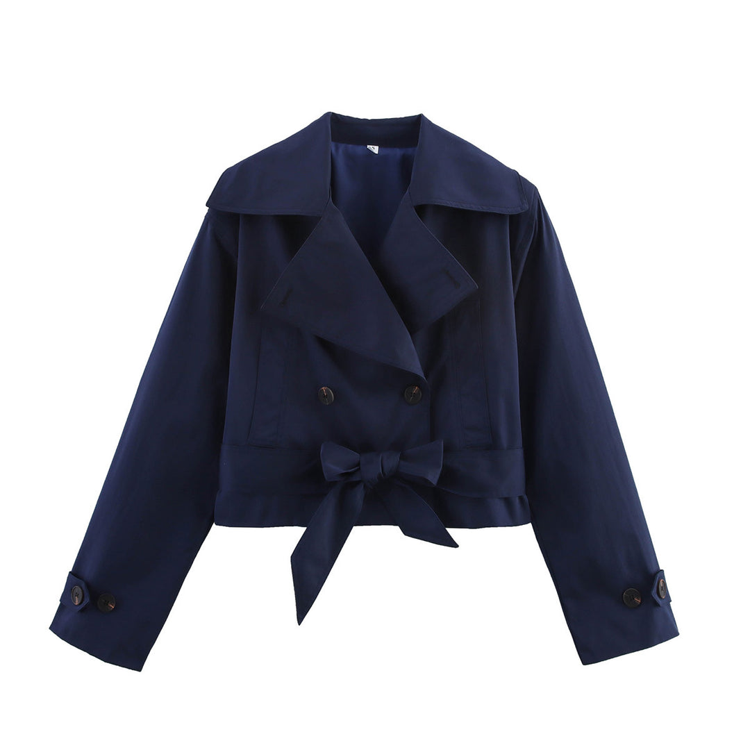 Damen 70+ Cropped Trenchblousonjacke mit Bindegürtel und weitem Revers Drune