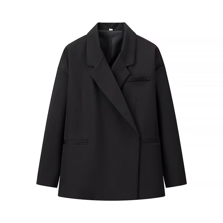 Damen Oversize-Kastenblazer mit schlichten Leistentaschen und weitem Revers Drune