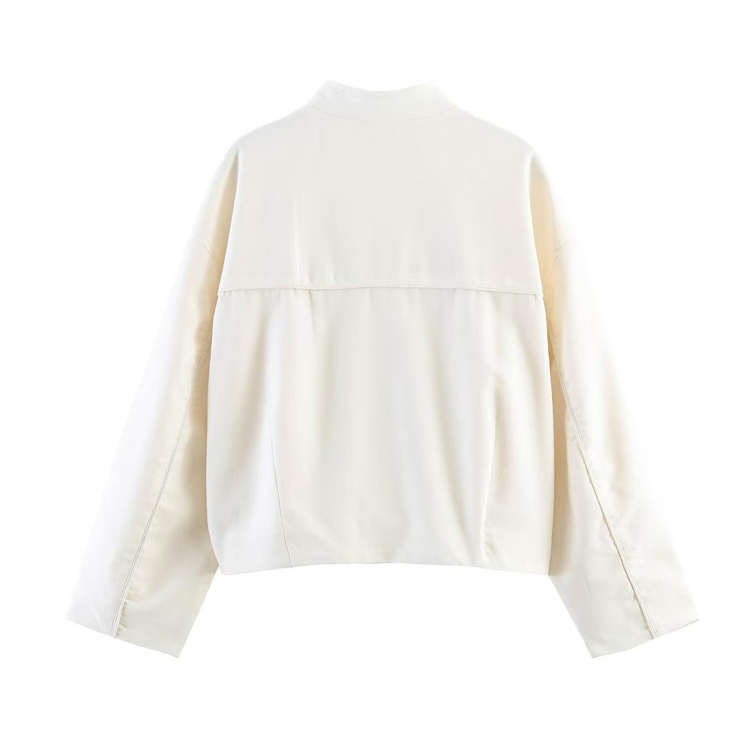 Damen Oversize Jacke mit Stehkragen und chinesischen Zierknöpfen Drune
