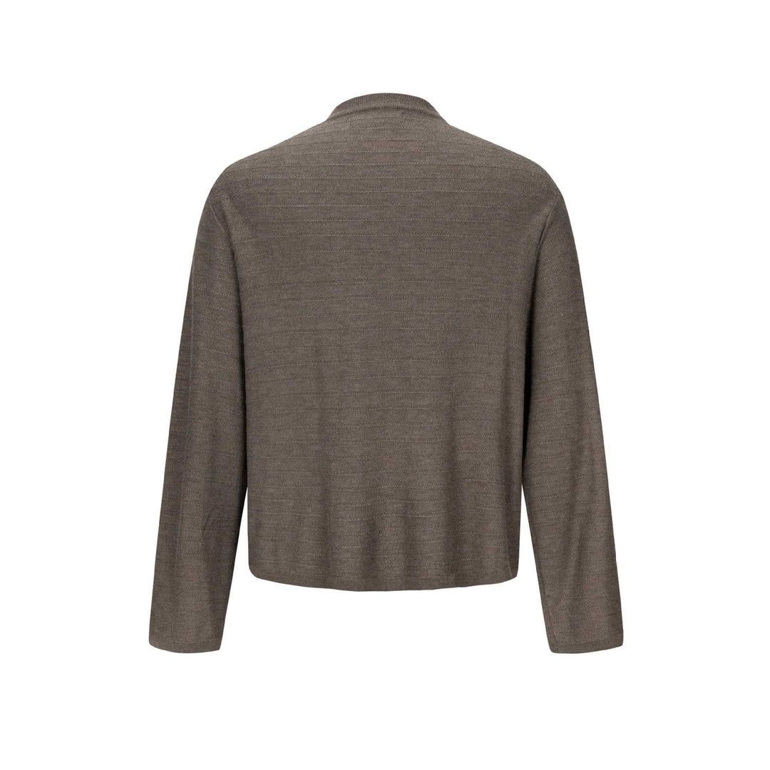 Unisex Feinstrick-Rundhalspullover mit feiner Längsstruktur und geradem Saum Drune