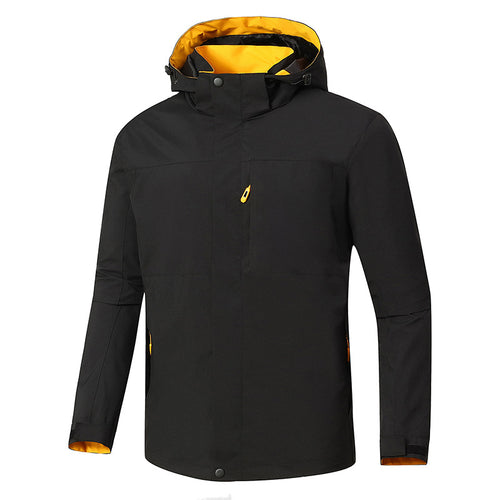 Herren Minimalistische wasserdichte Softshell‑Jacke mit kontrastfutter, verstellbarer Kapuze und verdeckten Reißverschlüssen Drune