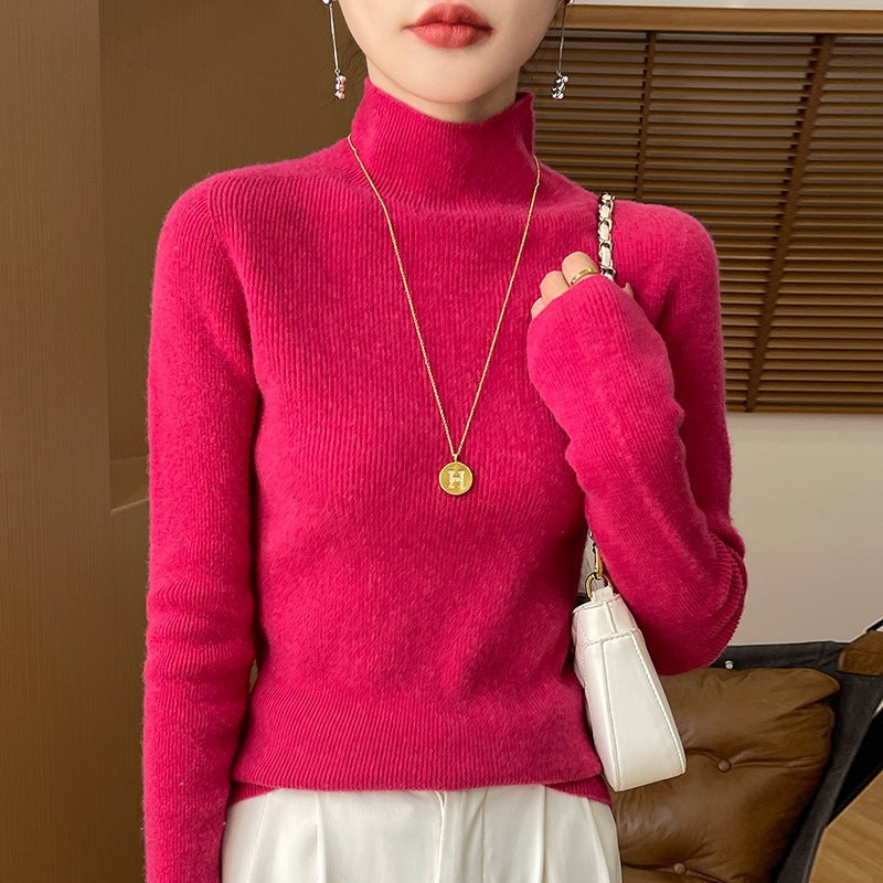 Damen Schmaler Kurzrollkragenpullover in kuscheliger Kaschmir‑Optik mit feiner Rippenstruktur Drune