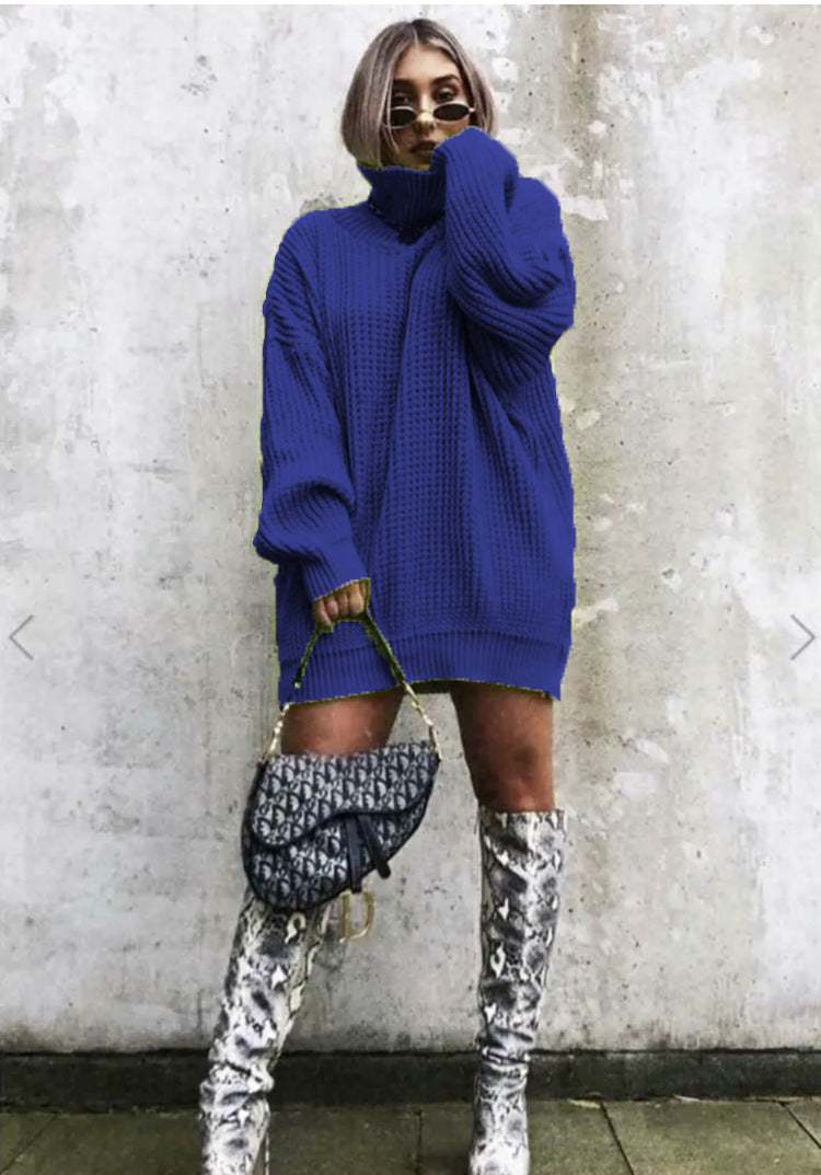 Damen Großer Strickpullover mit hohem Kragen und kantigem Schnitt Drune