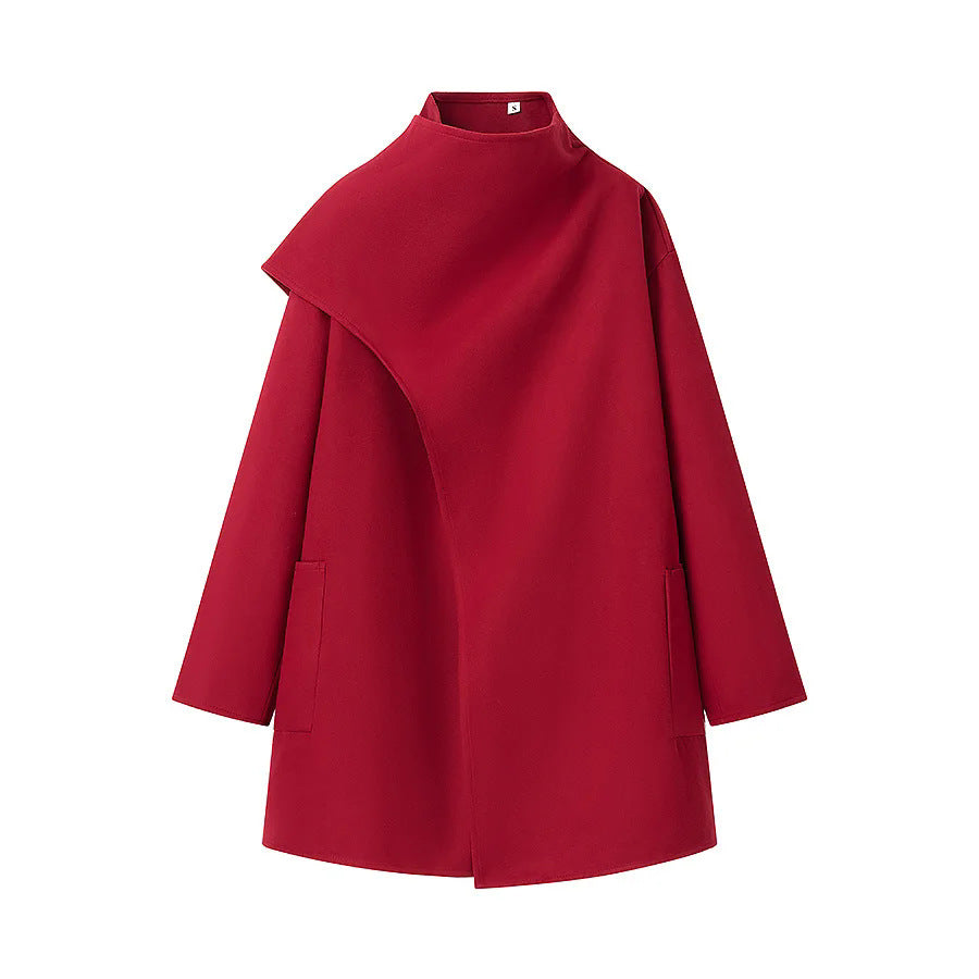 Damen nan asymmetrischer Mantel mit Stehkragen und überschnittenem Cape-Detail Drune