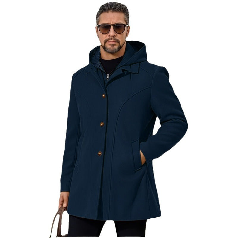 Herren elegante Übergangsjacke mit Kapuze und ausgestellten Abnähern Drune