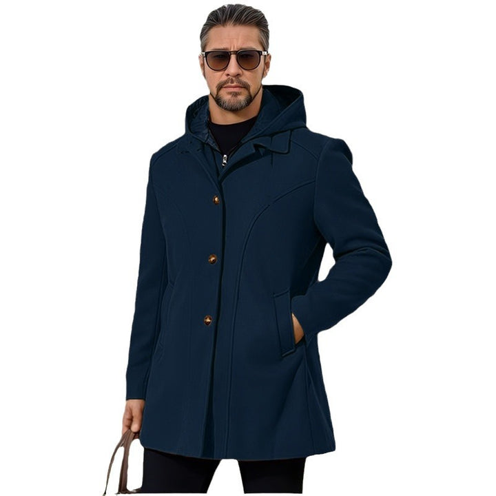 Herren elegante Übergangsjacke mit Kapuze und ausgestellten Abnähern Drune