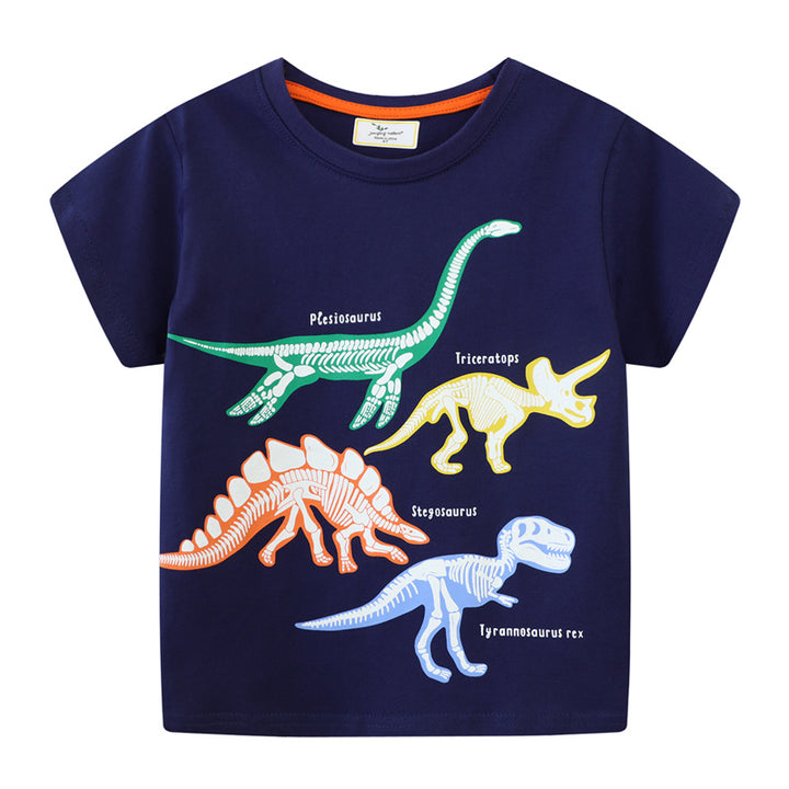 Jungen T-Shirt mit Dinosaurier-Skelett-Motiv Drune