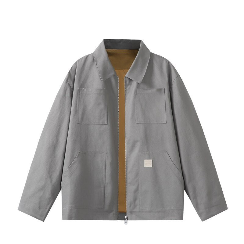 Herren Utility-Worker-Jacke mit durchgehendem Reißverschluss, aufgesetzten Taschen und geradem Schnitt Drune