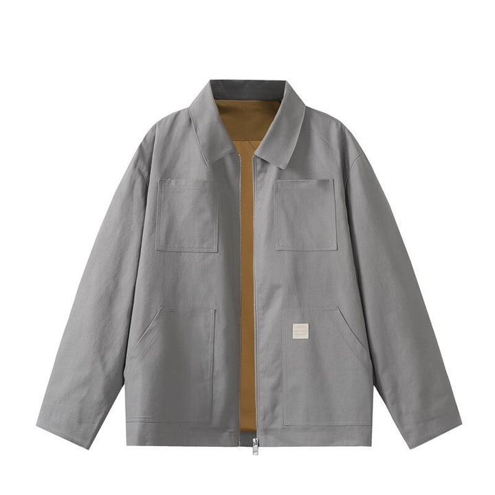 Herren Utility-Worker-Jacke mit durchgehendem Reißverschluss, aufgesetzten Taschen und geradem Schnitt Drune