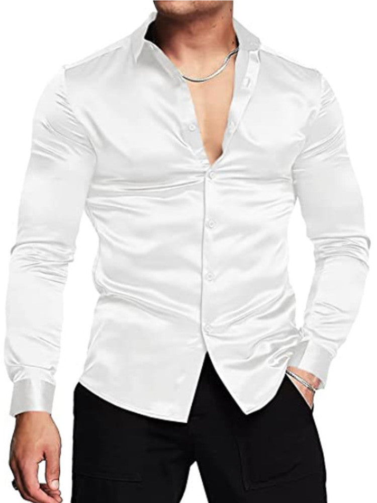 Herren Elegantes Hemd mit luxuriösem Satin-Finish und modernem Schnitt Drune