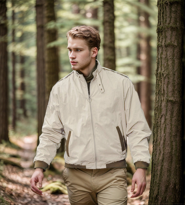Herren Leichte Bomberjacke mit Stehkragen, Ring-Zipper und elastischem Saum Drune