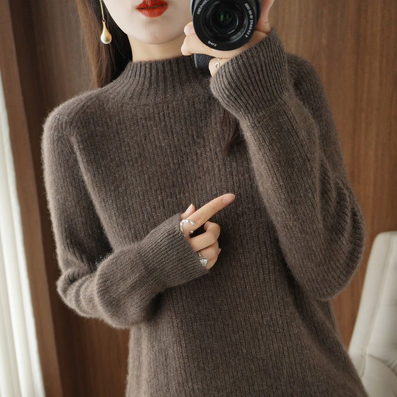 Damen Kurz-Stehkragenpullover aus feinem Feinstrick mit kaschmirähnlicher Weichheit und Raglanärmeln Drune
