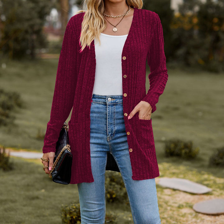 Damen Strickjacke mit langen Ärmeln und praktischen Taschen Drune