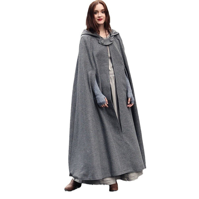 Damen elegante Kapuzenumhang mit verstellbarem Verschluss Drune