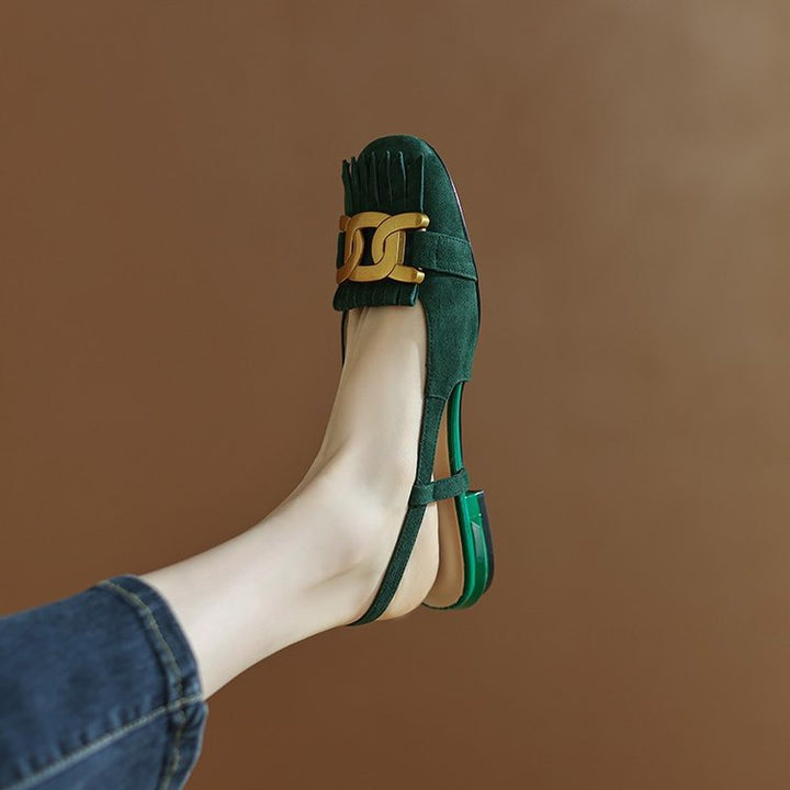 Damen elegante Slipper-Flats mit dekorativem Schnallen-Detail Drune